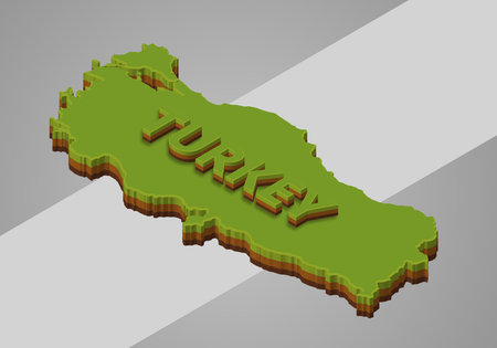 Turkey map icon in isometric 3d style on a isolated backgroundのイラスト素材