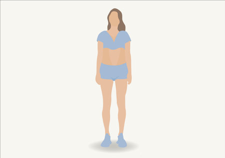 woman wearing mini shorts vector character template. Vector woman design.のイラスト素材