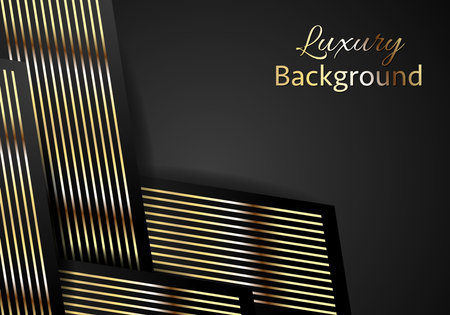 Abstract shape dark and golden glittering lines color luxury background. elegant modern background.のイラスト素材