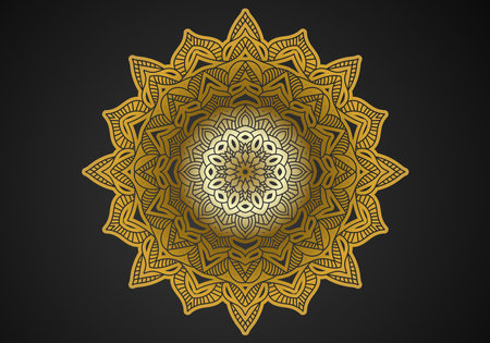 Luxury ornamental mandala design background in gold color vector. vector islamic backgroundのイラスト素材