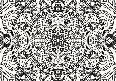 Vector Mandala Coloring Page. Mandala illustration for coloring book.のイラスト素材