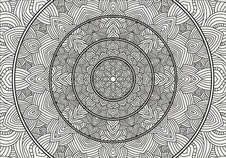 Vector Mandala Coloring Page. Mandala illustration for coloring book.のイラスト素材