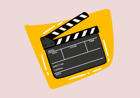 Movie clapperboard isolated on background. Blank movie clapper cinema vector illustrationのイラスト素材