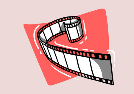 Set of various film strips. A collection of silhouettes of photographic film for the development of frames. Vector illustration of blank cinema film strip isolated on background.のイラスト素材
