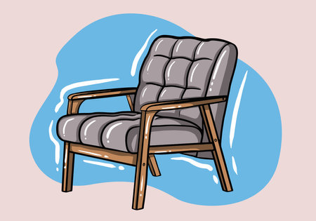Living room furniture concept. Sticker with classic armchair with padded armrests and seatのイラスト素材
