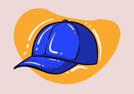 blue cap. A cartoon-style baseball cap. headdress. Vector illustration isolated on a backgroundのイラスト素材