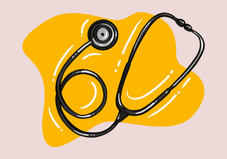 Hand Drawn Medical stethoscope. Tools for doctor healthcare concept hand drawn vector decent vector stethoscopeのイラスト素材