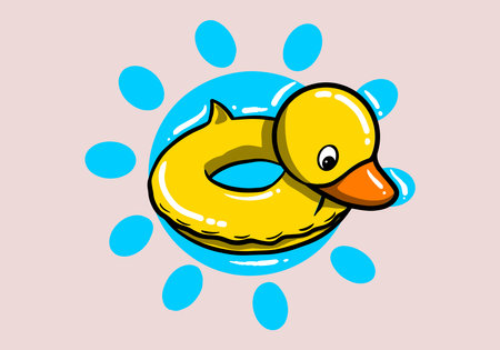 cartoon rubber swimming rings. Colorful floating rings. Life saving floating lifebuoy for beach. Beach accessories.のイラスト素材