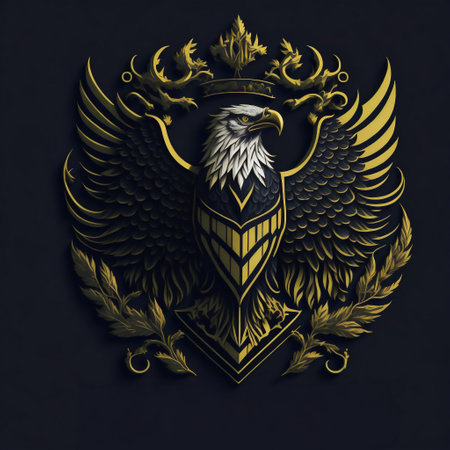 Eagle icon with black background. A silhouette design of an eagle, t-shirt art.の素材