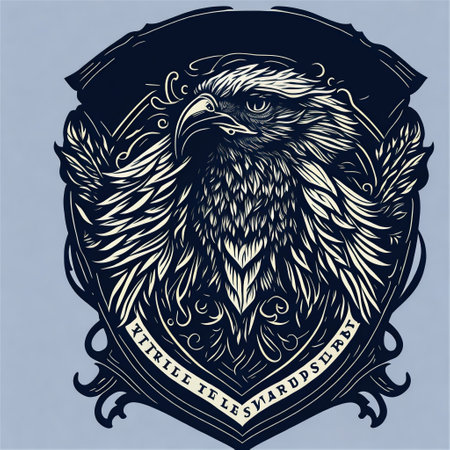 Eagle icon with black background. A silhouette design of an eagle, t-shirt art.の素材