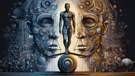 Artificial Intelligence World Visual. The world of the future. Futuristic artificial intelligence visualの素材