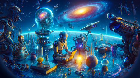 Artificial Intelligence World Visual. The world of the future. Futuristic artificial intelligence visualの素材