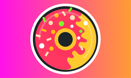Donut with sprinkles isolated on Colorful backgroundのイラスト素材