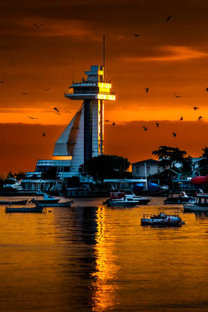 Tuzla Marina Tower at sunset.の写真素材