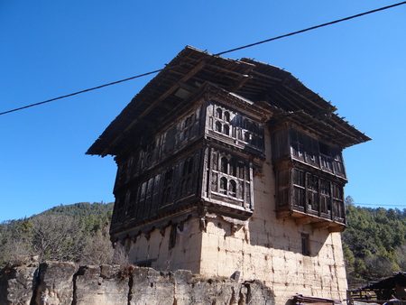 Typical Bhutanese archictureの写真素材