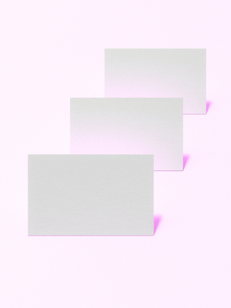 render 3d images of business cards dynamically scattered on a light background.の写真素材