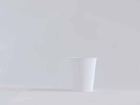 3d model of paper cups on the plane under natural light. White background. 3d renderer.