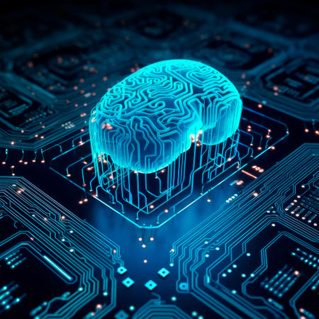 AI. Virtual brain concept representing artificial intelligence with innovative technology circuit boardの素材