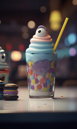 Glass cup and straw cartoon characterの素材