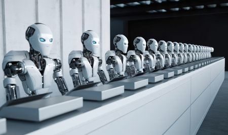 3D humanoid robot machine, abstract machine learning digital technologyの素材