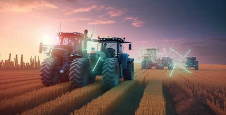 Farm online management ads, farming control technology online. Creating using generative AI toolsの素材