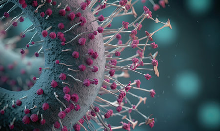 Bacteria and virus cells under close-up view. Creating using generative AI toolsの素材