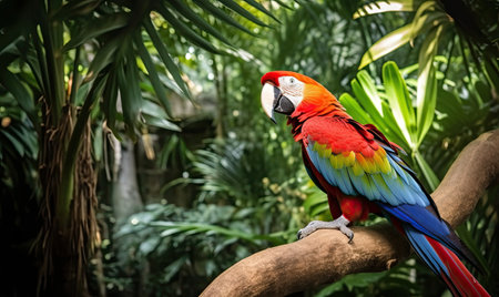 The tropical rainforest is home to vibrant parrots Creating using generative AI toolsの素材