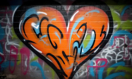 Graffiti heart symbolizes beauty in urban art Creating using generative AI toolsの素材