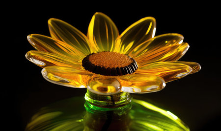 The transparency of glass adds depth to sunflower flowers Creating using generative AI toolsの素材