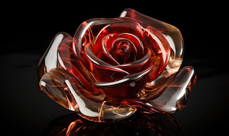 A transparent glass container showcases delicate rose flowers Creating using generative AI toolsの素材