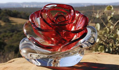 Transparent glass highlights the intricate beauty of rose petals Creating using generative AI toolsの素材