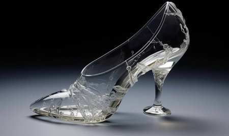 Womens shoes with transparent glass detailing offer elegance Creating using generative AI toolsの素材