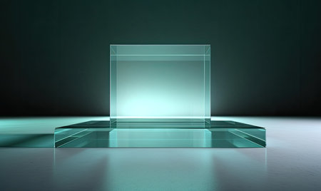 A podium made of transparent glass cylinders exudes modernity Creating using generative AI toolsの素材