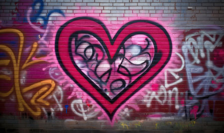 Graffiti heart symbolizes beauty in urban art Creating using generative AI toolsの素材