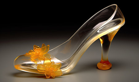 Transparent glass elements elevate women's shoe design Creating using generative AI toolsの素材