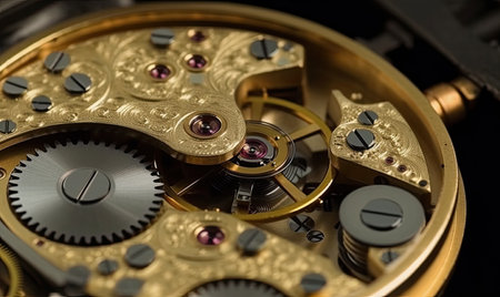 Restoring vintage watch gears requires meticulous repair work Creating using generative AI toolsの素材