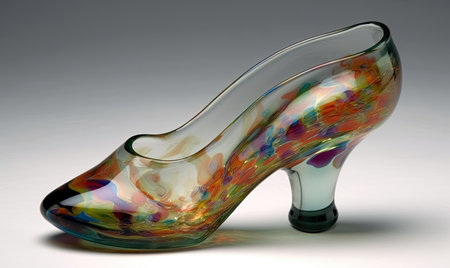 Womens shoes with transparent glass detailing offer elegance Creating using generative AI toolsの素材