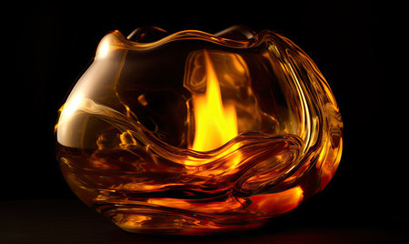 Fire flames reflected through transparent glass Creating using generative AI toolsの素材