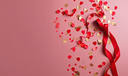 Decorating for Valentines Day with confetti and streamers Creating using generative AI toolsの素材