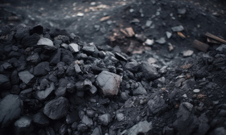 Coal miner holding a piece of bituminous coal Creating using generative AI toolsの素材