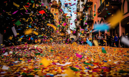 A rainbow of colorful confetti rained down Creating using generative AI toolsの素材