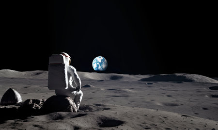 Moon's desolation reminds astronaut of their isolation from humanity Creating using generative AI toolsの素材