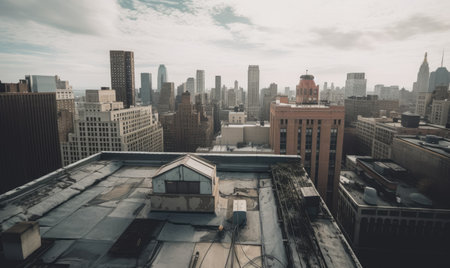 Looking out from the rooftop, the megapolis seemed endless Creating using generative AI toolsの素材