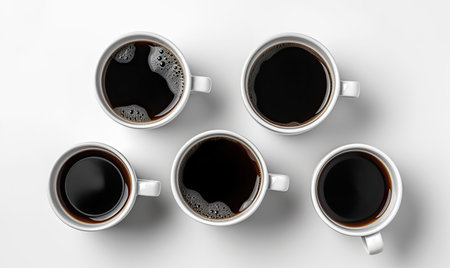 Black coffee served in a classic ceramic cup. Creating using generative AI toolsの素材