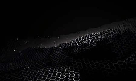Sleek and modern: A futuristic black hexagon background Creating using generative AI toolsの素材