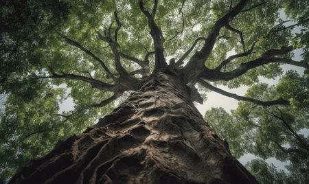 Experiencing nature's grandeur with a towering tree Creating using generative AI toolsの素材