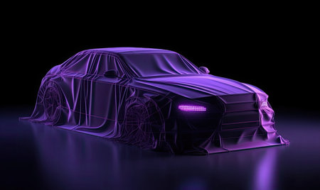 Unveiling the latest car model with dramatic cloth cover Creating using generative AI toolsの素材