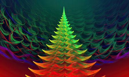 Festive abstract Christmas tree made of glittering stars Creating using generative AI toolsの素材