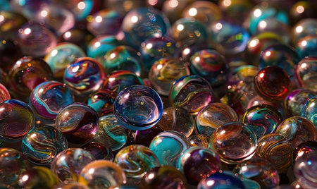 Abstract background of iridescent carnival marbles Creating using generative AI toolsの素材