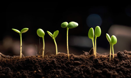 The miracle of life: tiny plant seedlings taking root Creating using generative AI toolsの素材